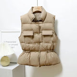 Down Vest Women Short Vest Windbreaker Lightweight Coat Warm Waistcoat Female White Duck Down Coat Sleeveless