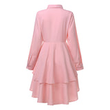 ZANZEA Fashion Women Ruffles Hem Blouse Elegant Lapel Neck Swallowtail Shirts Solid Long Sleeve High Waist Tops Irregular