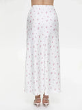 Satin Floral Midi Skirt-Outfit