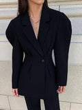 Black Spring Blazer For Women Notched Collar Long Sleeve Slim Solid Minimalist Fashion Blazers Female Clothing