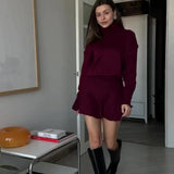 Fongt Solid Color Round Collar Loose Blouse Simple Dress Set In Autumn 2025