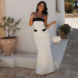 Contrast Mock Pocket Tube Top Maxi Skirt Set-Outfit