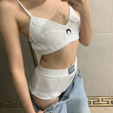 Fongt Spring And Summer Hot Selling Moon Embroidered Crop Jacket Shorts Two-Piece Suit Female-Outfit