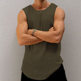 Fongt Men's Summer Thin Knitted Vests Men's Casual Solid Color New Knitwear