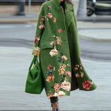 Fongt New 2025 Autumn Women's Long-Sleeved Collar Coat Prints The Long