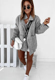 Street Collar Large Pocket Loose Knitted