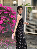 Fongt Xixi 2025 Spring New Retro High-Rise Sling Dress Print Pure Desire Holiday Dress Women 88201