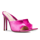 Women's Fashion Hot Selling Large Size Rose Red Black Nude PU Sardine Thin High Heels Muller Drag E-Commerce Merchant Eb-Outfit