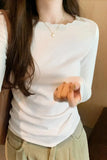 Round Collar Solid Color Elastic Long-Sleeved T-Shirt Women's Autumn And Winter New Basic Inner Bottom Top-Outfit