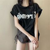 Fongt Short-Sleeved T-Shirt Female Summer 2024 New Net Red Design Sense Small Loose Chic Jacket Ins