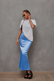 Spring And Summer New Imitation Silk Skirt Satin Skirt Women's Casual T-Bag Hip Skirt-Outfit