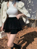 Velvet Layered Mini Skirts-Outfit