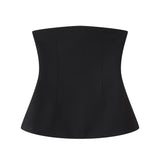 Fongt Spring Sexy Women's Pure Color Bare Shoulder Sleeveless Word Collar Short Shirt With Breast Vest