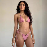Fongt New Summer Sexy Bikini Swimsuit Bow Tie Tie Biniki Swimsuit