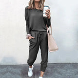 Women 2 Piece Set Loose Comfortable Simple Style Solid Color Long Sleeve Casual Suit Clothes 2020 top Spring