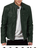Fongt Business Gentleman Warm Zipper Open Shirt Pocket Decoration PU Leather Jacket Collar Collar Zipper Leather