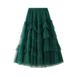 Fongt Skirt 2025 Spring New Mesh Dress Design Half-Dress Net Yarn Splicing Ponpong Skirt D1865