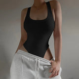 Fongt Style 2023 Summer Women's Solid Color Slim U-Neck Sleeveless Vest