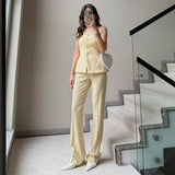 Fongt New Women's Single-Drace Buckle Elegant Slings Two-Piece Set