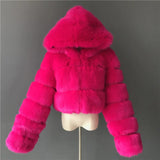 Fur Imitation Fox Stitching Hooded Long