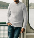 Fongt And Winter New Fashion Retro Men's Solid Color Casual Round Collar Jumper Sweater Men's