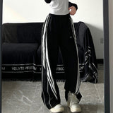 Contrast Piping Black Sweatpants-Outfit