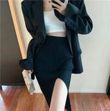 New Sexy Open Skirt Dress Girl Slim Skinny Knitted Skirt Pure Wind High Waist Temperament