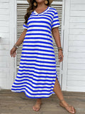 Fongt Women's Clothing 2024 Summer New V-Neck Striped Print