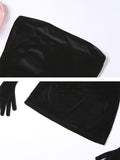 Gloves Puff Sleeve Detail Party Mini Dress-Outfit