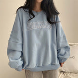 Solid Color Embroidered Logo Pullover Sweatshirt-Outfit