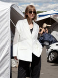 Fongt Spring New Fashion Temperament V Collar Hollow Out Perspective Lace Splicing Design Sense Long Sleeve Suit Jacket Female-Outfit