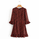 bohemian black red rose floral