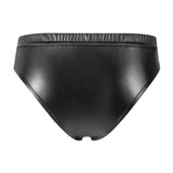 Fongt Men's Close-Fitting Matte Leather Triefs Sexy Open File Lekhoers Size Accurate No Smell-Outfit