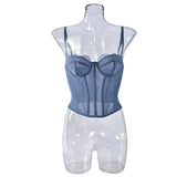 Fongt Women's New Thin Lace Sexy Plastic Suit Strap Top-Outfit