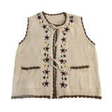 Flower Hollow Out Vest Top Women V neck Sleeveless Sweater