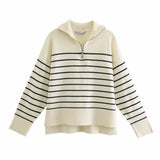 New Winter Sweater With Loose Stripes And Casual Sweaters-Outfit