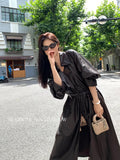 Fongt Xixi 2025 Autumn New White Label Simple With Long-Sleeved Leather Coat Loose With Wind Coat 86075
