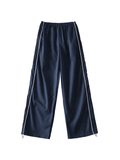 Piping Detail Wide Leg Track Pants-Outfit