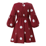 ZANZEA Women Polka Dots Printed Muslim Blouse Lace-Up Puff Sleeve Islamic Clothing Elagant Casual Dubai Marocain Turkish Tops 1028-0-Outfit