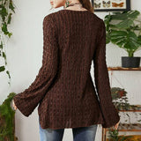 Texture Fabric Vintage Brown Lace Loose Leisure Butterfly Cardigan Jacket Early Autumn 2023-Outfit
