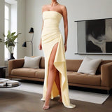 Fongt Summer New Shoulder-Opened Women's Temperament Evening Dress Dress