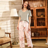 Cartoon Crane Printed Ladies Pajamas
