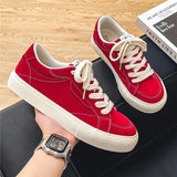 Men Skateboarding Shoes Canvas Thick Bottom Platform Shoes Comfortable Breathable Vulcanized Shoes Casual Sneakers Student Shoe-Outfit