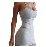 Fongt Summer New Ladies Dress Simple Design Club Hanging Neck Sexy Waist Slimed Body