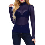 Fongt Short Long Sleeve Perspective Mesh T Shirt Shirt Female T Shirt Mesh Polyester