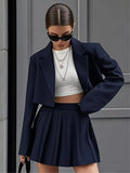 Fongt Short Suit Short Suit Suit Set Spring And Summer Double Buckle Short Suit + 100 Folded Short Skirts Two