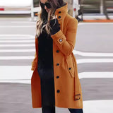 Fongt Autumn And Winter Large Size Hairs, Women's Coat Single Row Multi-Buckle And Button Collar Coat