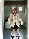 Aesthetics Lace Shirt Grunge Gothic Irregular Blouses Fairy Harajuku Bandage Vintage Lolita Clothes Mall Goth-Outfit