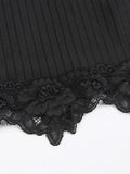 Lace Paneled Rib Crop Cami Top-Outfit