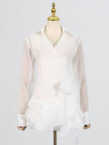 Fongt Temperament Dress Women 2025 Spring New Sweet Windwood Ear Splicing Design Long-Sleeved Short
